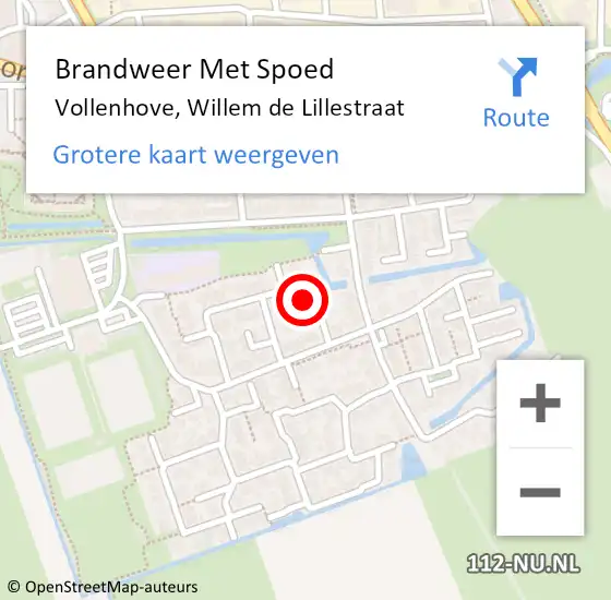 Locatie op kaart van de 112 melding: Brandweer Met Spoed Naar Vollenhove, Willem de Lillestraat op 20 februari 2024 19:57