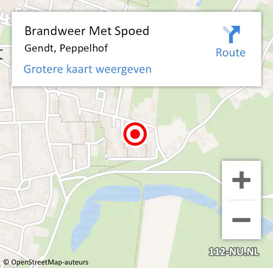 Locatie op kaart van de 112 melding: Brandweer Met Spoed Naar Gendt, Peppelhof op 20 februari 2024 20:03