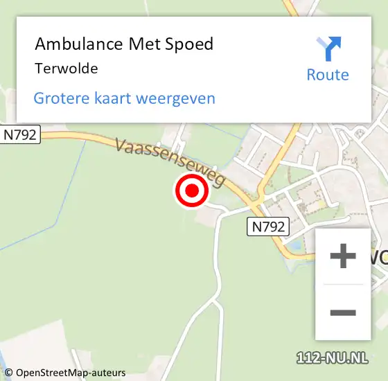 Locatie op kaart van de 112 melding: Ambulance Met Spoed Naar Terwolde op 20 februari 2024 20:39