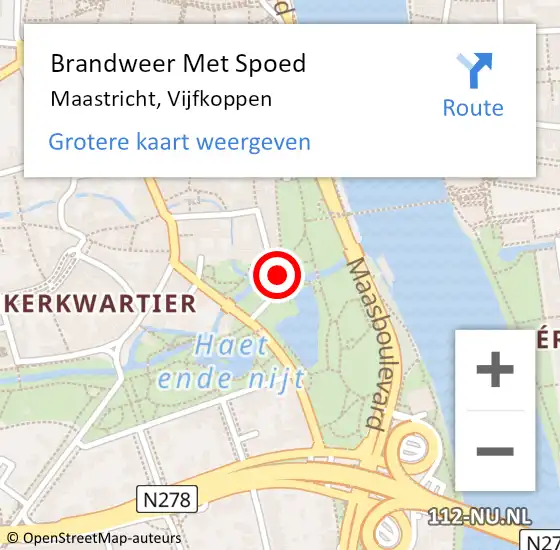 Locatie op kaart van de 112 melding: Brandweer Met Spoed Naar Maastricht, Vijfkoppen op 20 februari 2024 20:52
