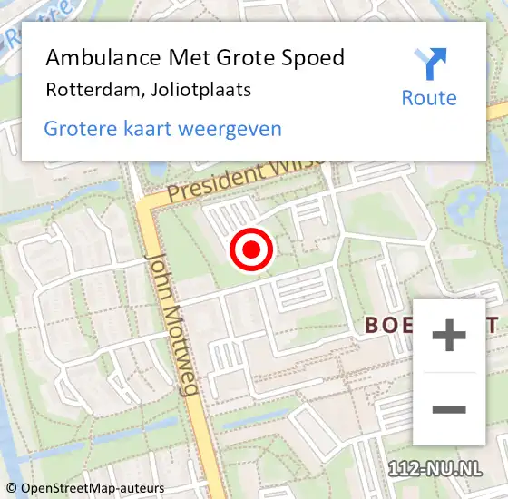 Locatie op kaart van de 112 melding: Ambulance Met Grote Spoed Naar Rotterdam, Joliotplaats op 20 februari 2024 22:22