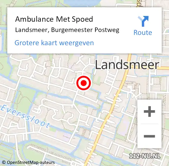 Locatie op kaart van de 112 melding: Ambulance Met Spoed Naar Landsmeer, Burgemeester Postweg op 20 februari 2024 22:52