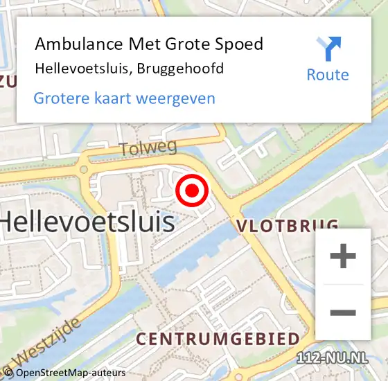 Locatie op kaart van de 112 melding: Ambulance Met Grote Spoed Naar Hellevoetsluis, Bruggehoofd op 20 februari 2024 22:57