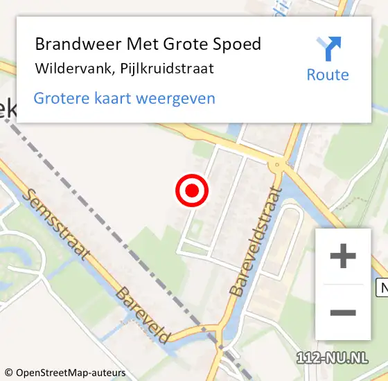 Locatie op kaart van de 112 melding: Brandweer Met Grote Spoed Naar Wildervank, Pijlkruidstraat op 21 februari 2024 00:01
