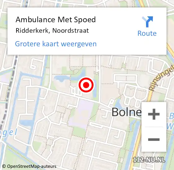 Locatie op kaart van de 112 melding: Ambulance Met Spoed Naar Ridderkerk, Noordstraat op 21 februari 2024 00:19