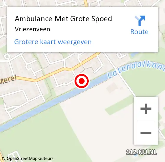 Locatie op kaart van de 112 melding: Ambulance Met Grote Spoed Naar Vriezenveen op 21 februari 2024 00:56