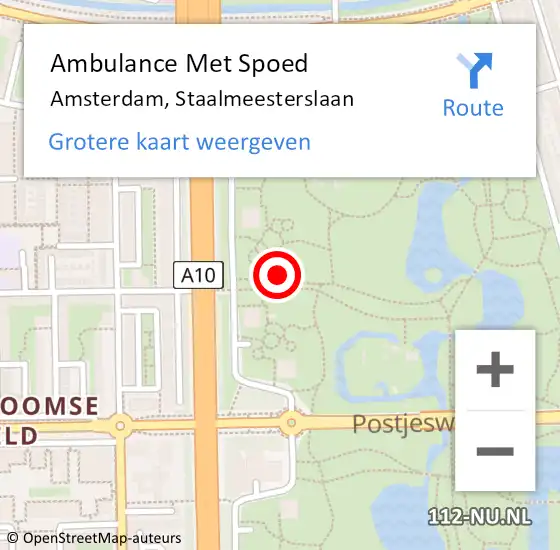 Locatie op kaart van de 112 melding: Ambulance Met Spoed Naar Amsterdam, Staalmeesterslaan op 21 februari 2024 02:18