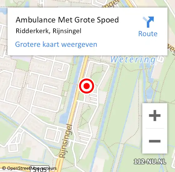 Locatie op kaart van de 112 melding: Ambulance Met Grote Spoed Naar Ridderkerk, Rijnsingel op 21 februari 2024 06:29