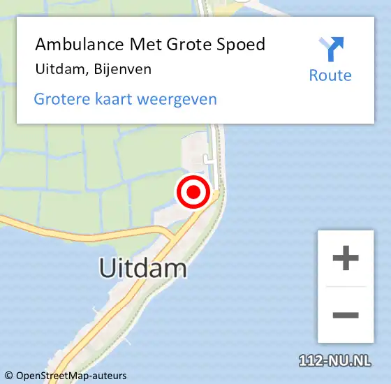 Locatie op kaart van de 112 melding: Ambulance Met Grote Spoed Naar Uitdam, Bijenven op 21 februari 2024 08:29