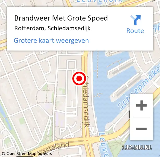 Locatie op kaart van de 112 melding: Brandweer Met Grote Spoed Naar Rotterdam, Schiedamsedijk op 21 februari 2024 08:32