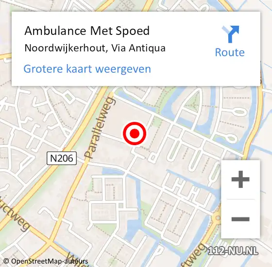 Locatie op kaart van de 112 melding: Ambulance Met Spoed Naar Noordwijkerhout, Via Antiqua op 21 februari 2024 08:33