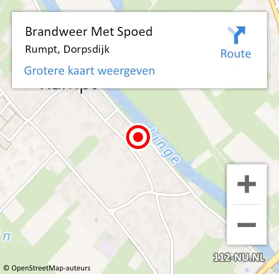 Locatie op kaart van de 112 melding: Brandweer Met Spoed Naar Rumpt, Dorpsdijk op 21 februari 2024 09:16