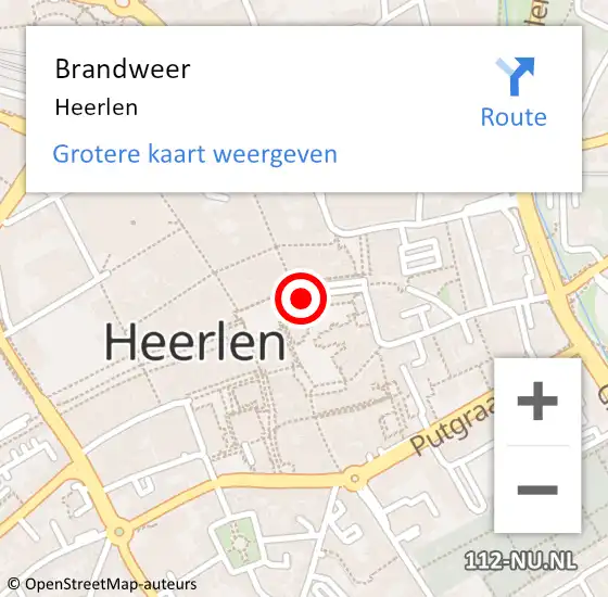 Locatie op kaart van de 112 melding: Brandweer Heerlen op 21 februari 2024 09:42