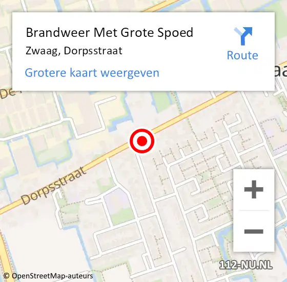 Locatie op kaart van de 112 melding: Brandweer Met Grote Spoed Naar Zwaag, Dorpsstraat op 21 februari 2024 10:03