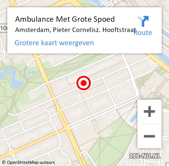 Locatie op kaart van de 112 melding: Ambulance Met Grote Spoed Naar Amsterdam, Pieter Cornelisz. Hooftstraat op 21 februari 2024 11:14