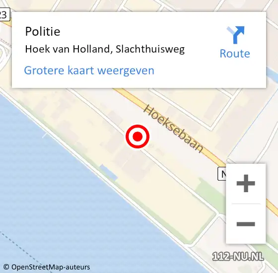 Locatie op kaart van de 112 melding: Politie Hoek van Holland, Slachthuisweg op 21 februari 2024 11:31