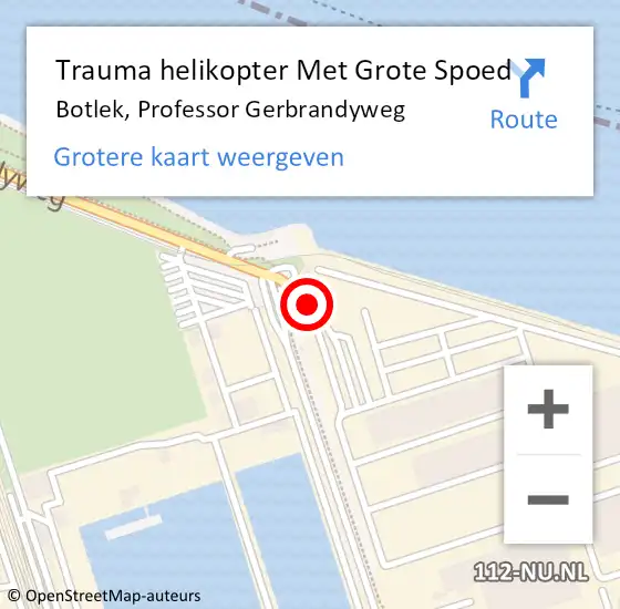 Locatie op kaart van de 112 melding: Trauma helikopter Met Grote Spoed Naar Botlek, Professor Gerbrandyweg op 21 februari 2024 11:42