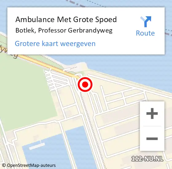 Locatie op kaart van de 112 melding: Ambulance Met Grote Spoed Naar Botlek, Professor Gerbrandyweg op 21 februari 2024 12:30