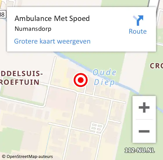 Locatie op kaart van de 112 melding: Ambulance Met Spoed Naar Numansdorp op 21 februari 2024 12:38