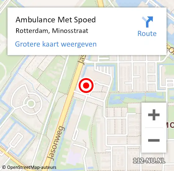 Locatie op kaart van de 112 melding: Ambulance Met Spoed Naar Rotterdam, Minosstraat op 21 februari 2024 14:13