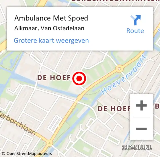 Locatie op kaart van de 112 melding: Ambulance Met Spoed Naar Alkmaar, Van Ostadelaan op 21 februari 2024 14:25