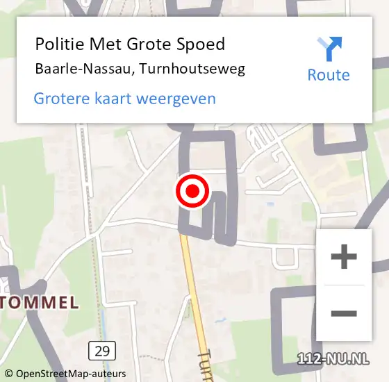 Locatie op kaart van de 112 melding: Politie Met Grote Spoed Naar Baarle-Nassau, Turnhoutseweg op 21 februari 2024 15:13