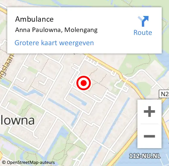 Locatie op kaart van de 112 melding: Ambulance Anna Paulowna, Molengang op 21 februari 2024 15:23
