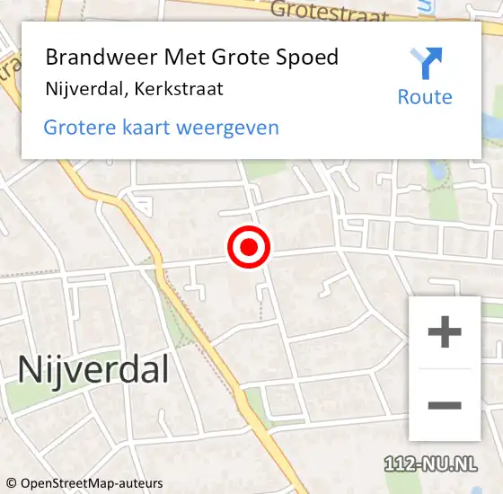 Locatie op kaart van de 112 melding: Brandweer Met Grote Spoed Naar Nijverdal, Kerkstraat op 21 februari 2024 15:54