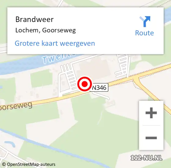 Locatie op kaart van de 112 melding: Brandweer Lochem, Goorseweg op 21 februari 2024 16:21