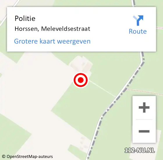 Locatie op kaart van de 112 melding: Politie Horssen, Meleveldsestraat op 21 februari 2024 16:40
