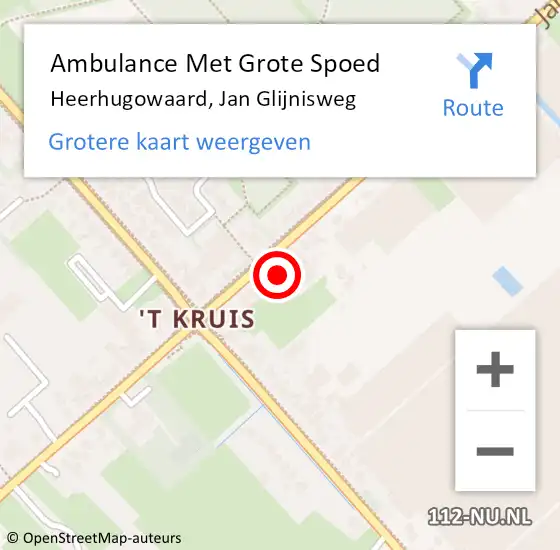 Locatie op kaart van de 112 melding: Ambulance Met Grote Spoed Naar Heerhugowaard, Jan Glijnisweg op 21 februari 2024 16:45