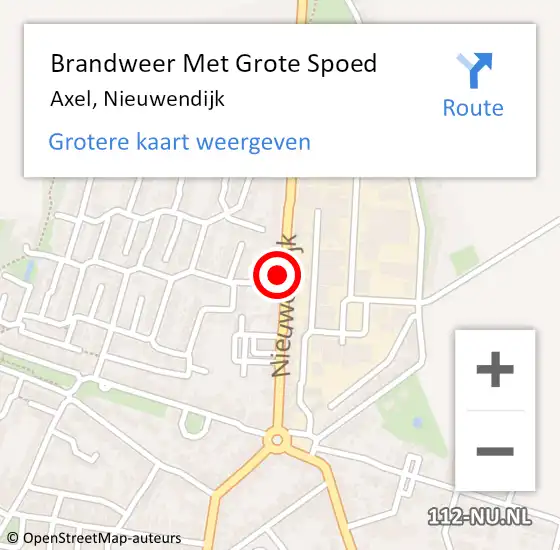 Locatie op kaart van de 112 melding: Brandweer Met Grote Spoed Naar Axel, Nieuwendijk op 21 februari 2024 17:04