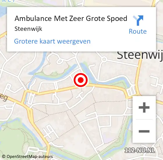 Locatie op kaart van de 112 melding: Ambulance Met Zeer Grote Spoed Naar Steenwijk op 21 februari 2024 17:05