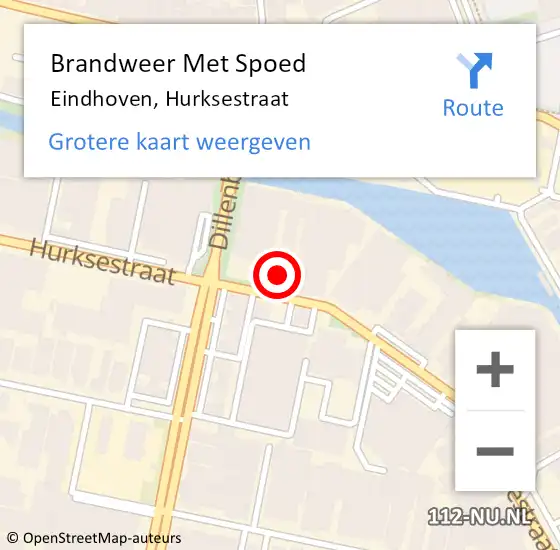 Locatie op kaart van de 112 melding: Brandweer Met Spoed Naar Eindhoven, Hurksestraat op 21 februari 2024 17:16