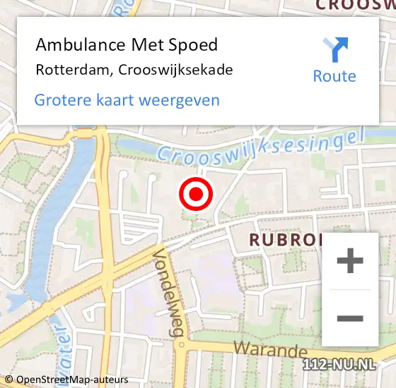 Locatie op kaart van de 112 melding: Ambulance Met Spoed Naar Rotterdam, Crooswijksekade op 21 februari 2024 17:40