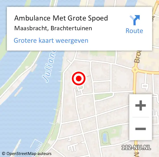 Locatie op kaart van de 112 melding: Ambulance Met Grote Spoed Naar Maasbracht, Brachtertuinen op 21 februari 2024 17:57