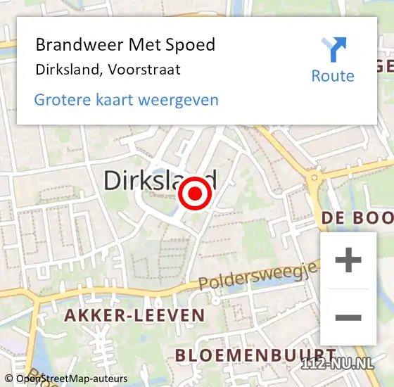 Locatie op kaart van de 112 melding: Brandweer Met Spoed Naar Dirksland, Voorstraat op 21 februari 2024 18:04