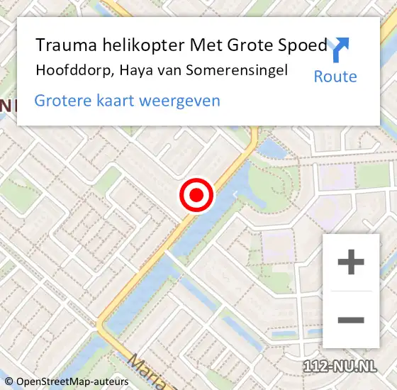 Locatie op kaart van de 112 melding: Trauma helikopter Met Grote Spoed Naar Hoofddorp, Haya van Somerensingel op 21 februari 2024 18:29