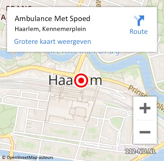 Locatie op kaart van de 112 melding: Ambulance Met Spoed Naar Haarlem, Kennemerplein op 21 februari 2024 18:31