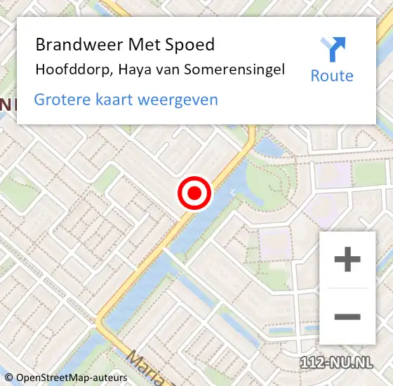 Locatie op kaart van de 112 melding: Brandweer Met Spoed Naar Hoofddorp, Haya van Somerensingel op 21 februari 2024 18:46