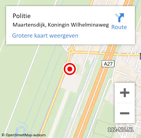 Locatie op kaart van de 112 melding: Politie Maartensdijk, Koningin Wilhelminaweg op 21 februari 2024 18:54