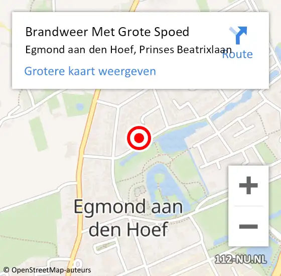 Locatie op kaart van de 112 melding: Brandweer Met Grote Spoed Naar Egmond aan den Hoef, Prinses Beatrixlaan op 21 februari 2024 19:27