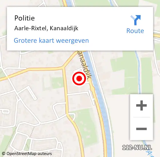 Locatie op kaart van de 112 melding: Politie Aarle-Rixtel, Kanaaldijk op 21 februari 2024 19:58