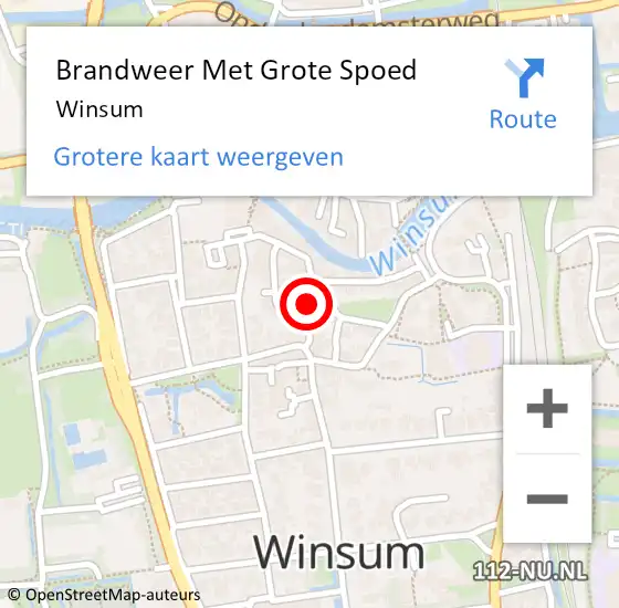 Locatie op kaart van de 112 melding: Brandweer Met Grote Spoed Naar Winsum op 21 februari 2024 20:59