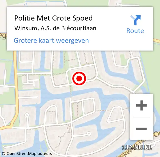 Locatie op kaart van de 112 melding: Politie Met Grote Spoed Naar Winsum, A.S. de Blécourtlaan op 21 februari 2024 21:20