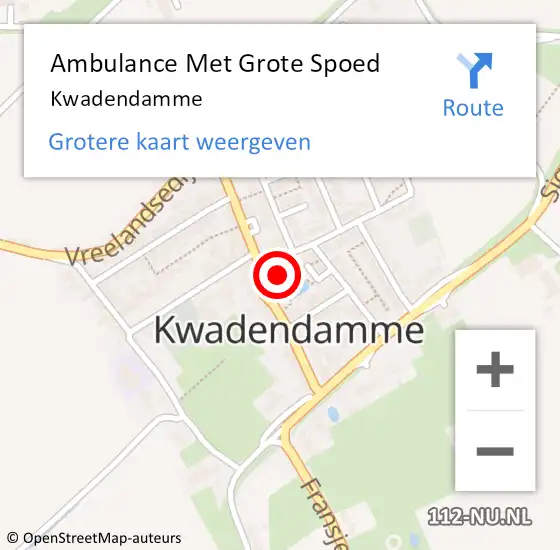 Locatie op kaart van de 112 melding: Ambulance Met Grote Spoed Naar Kwadendamme op 22 februari 2024 00:08