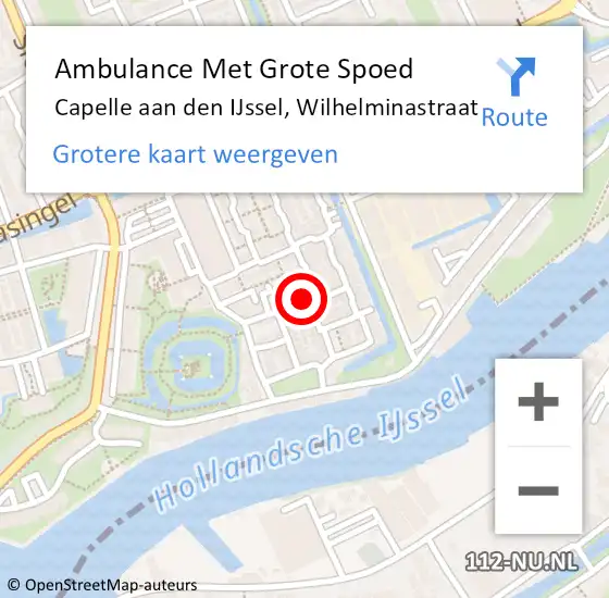 Locatie op kaart van de 112 melding: Ambulance Met Grote Spoed Naar Capelle aan den IJssel, Wilhelminastraat op 22 februari 2024 01:59
