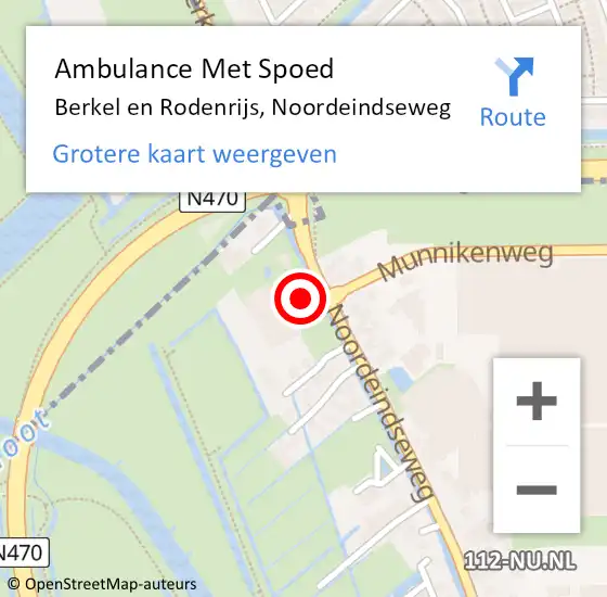Locatie op kaart van de 112 melding: Ambulance Met Spoed Naar Berkel en Rodenrijs, Noordeindseweg op 22 februari 2024 03:51
