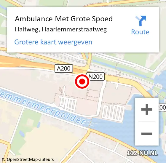 Locatie op kaart van de 112 melding: Ambulance Met Grote Spoed Naar Halfweg, Haarlemmerstraatweg op 22 februari 2024 04:36