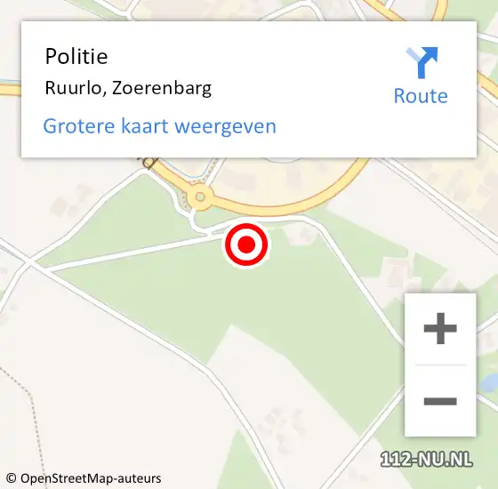 Locatie op kaart van de 112 melding: Politie Ruurlo, Zoerenbarg op 22 februari 2024 06:01
